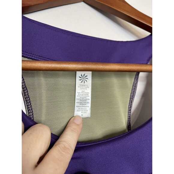 Athleta Tank Top Medium M Purple Racerback Sleeveless Active Shelf Bra Pockets - Picture 4 of 8